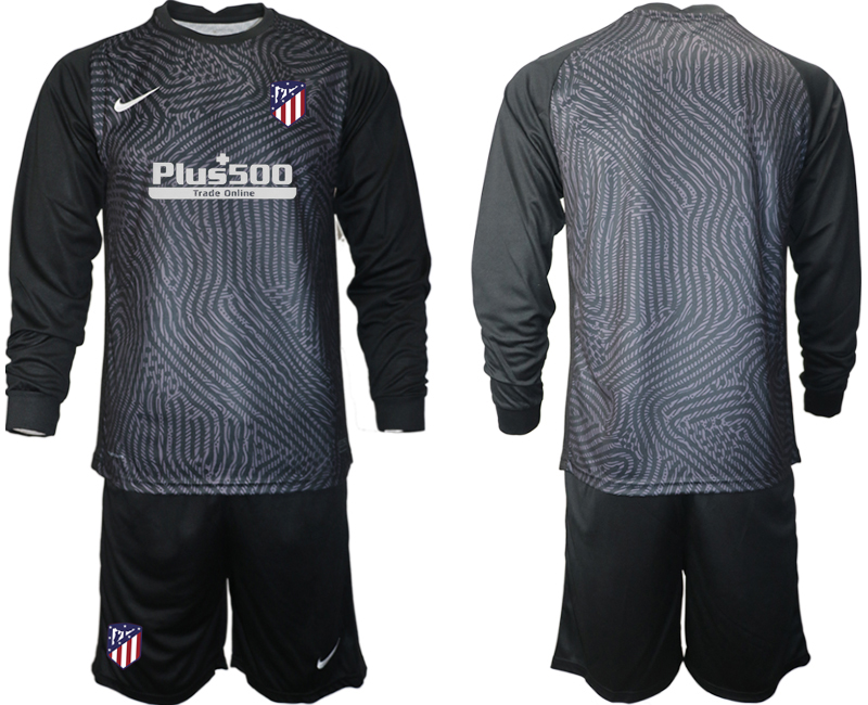 2021 Men Atletico Madrid black long sleeve goalkeeper soccer jerseys